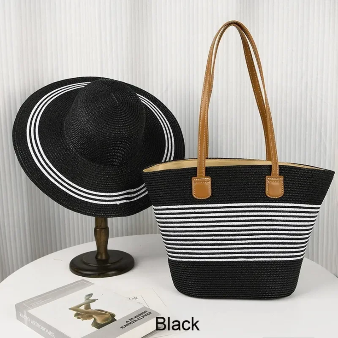 Ladies Straw Bag with Matching Summer Hats