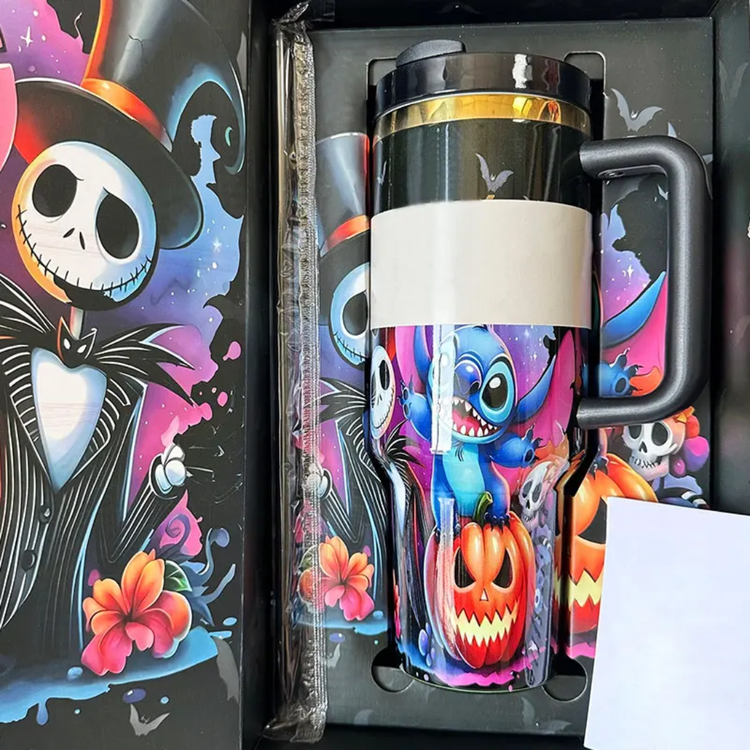Colorful tumbler with cartoon character 