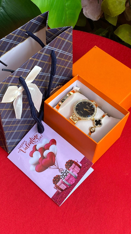 Gold watch in orange box