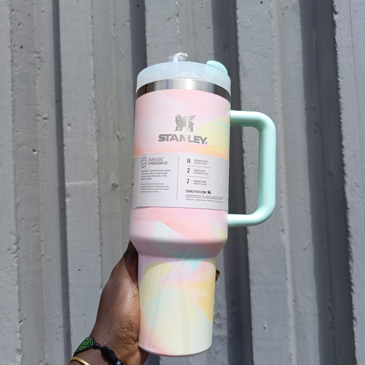 Pastel-colored stanley mug 