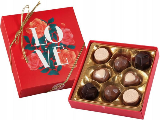 Red gift box containing chocolate 