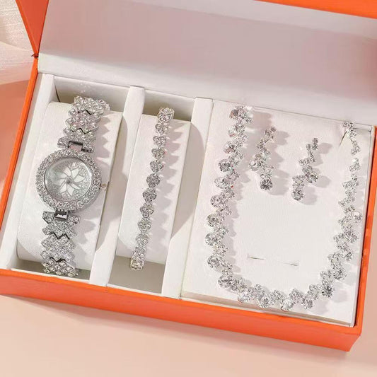 Silver jewelry with watch