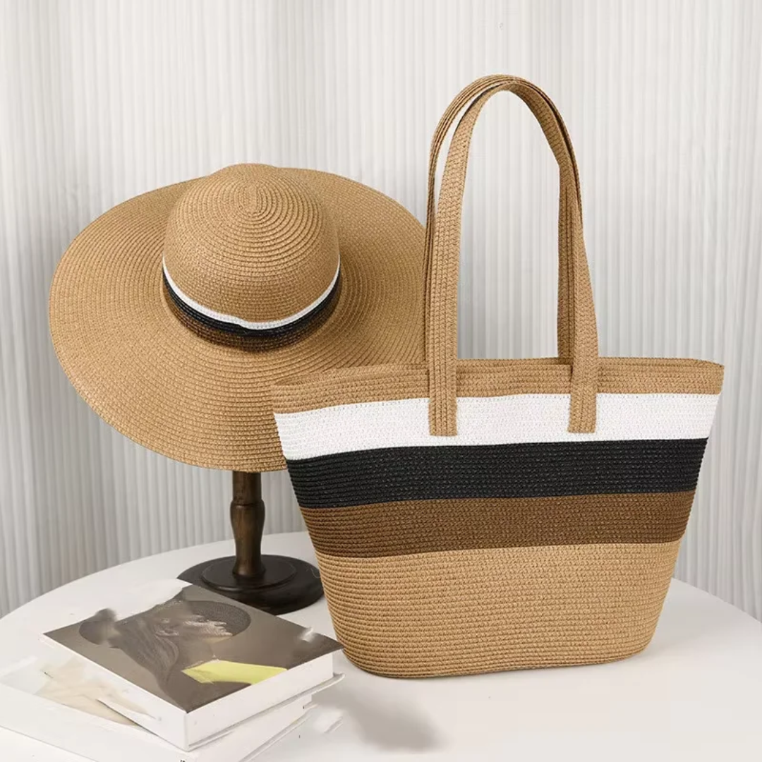 Ladies Straw Bag with Matching Summer Hats