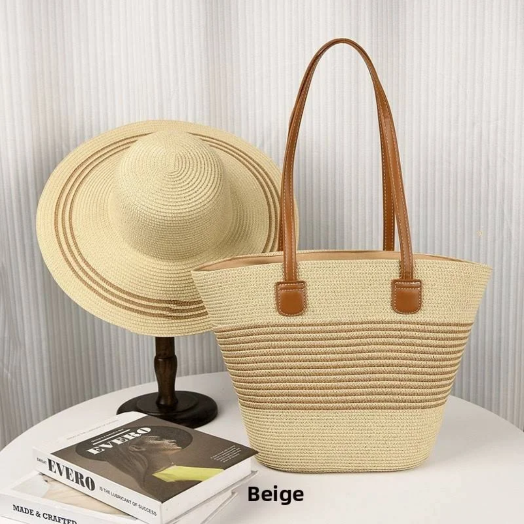 Ladies Straw Bag with Matching Summer Hats