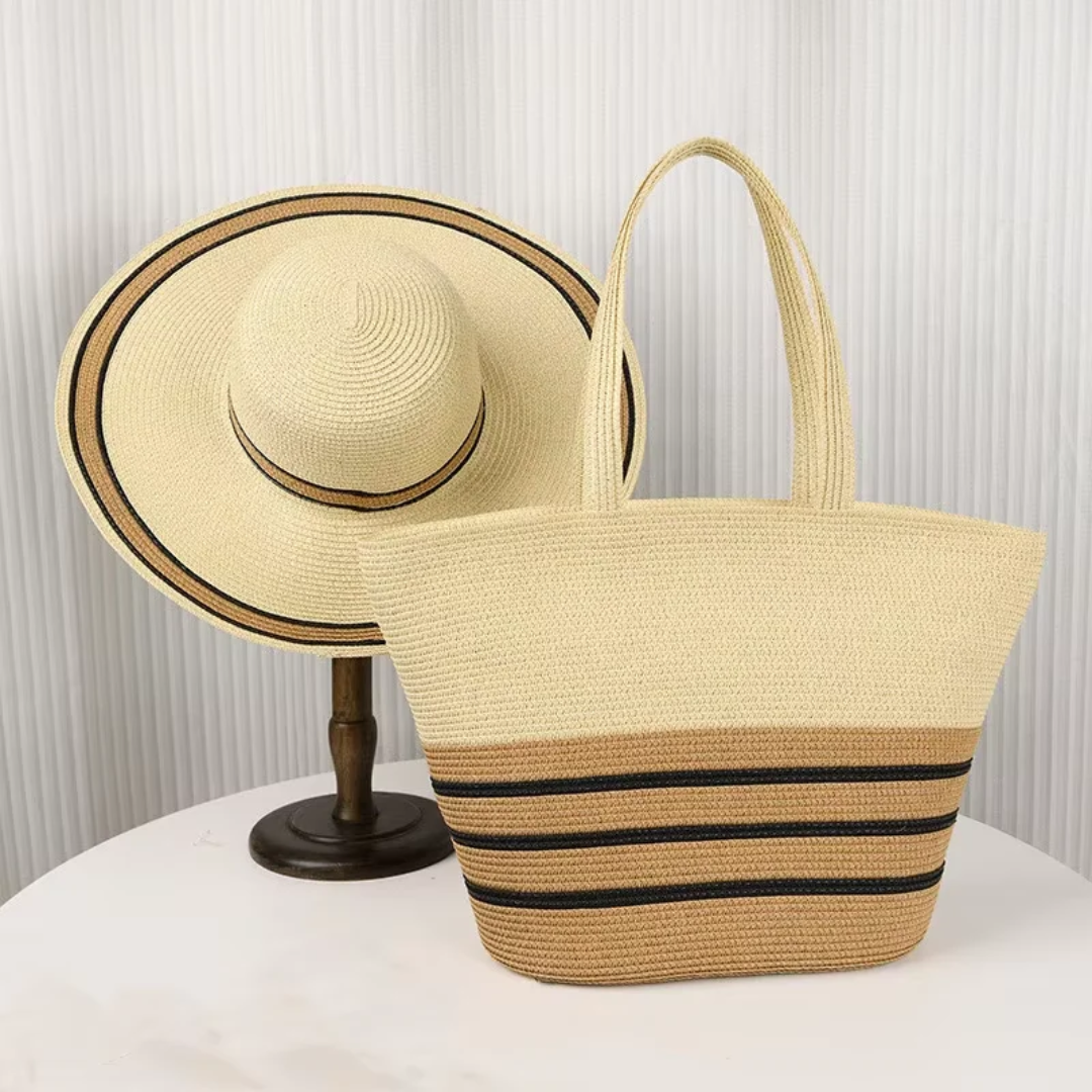 Ladies Straw Bag with Matching Summer Hats