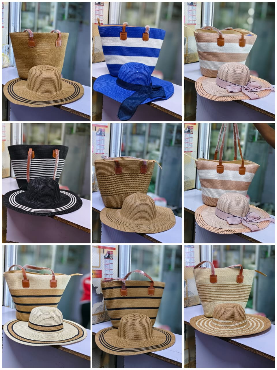 Ladies Straw Bag with Matching Summer Hats